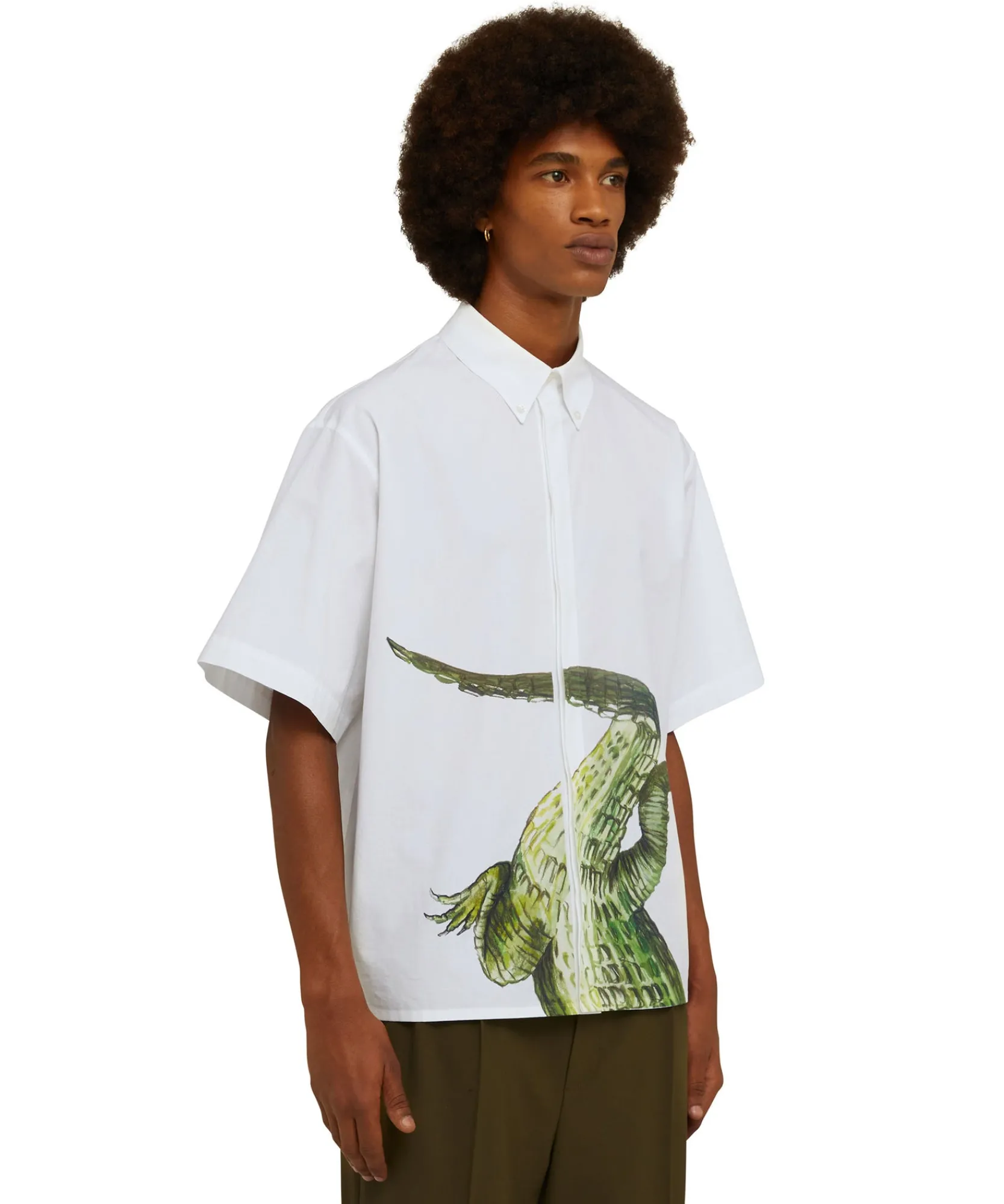 Camicia In Cotone Organico Popeline Con Stampa "Crocodile"^MSGM Shop
