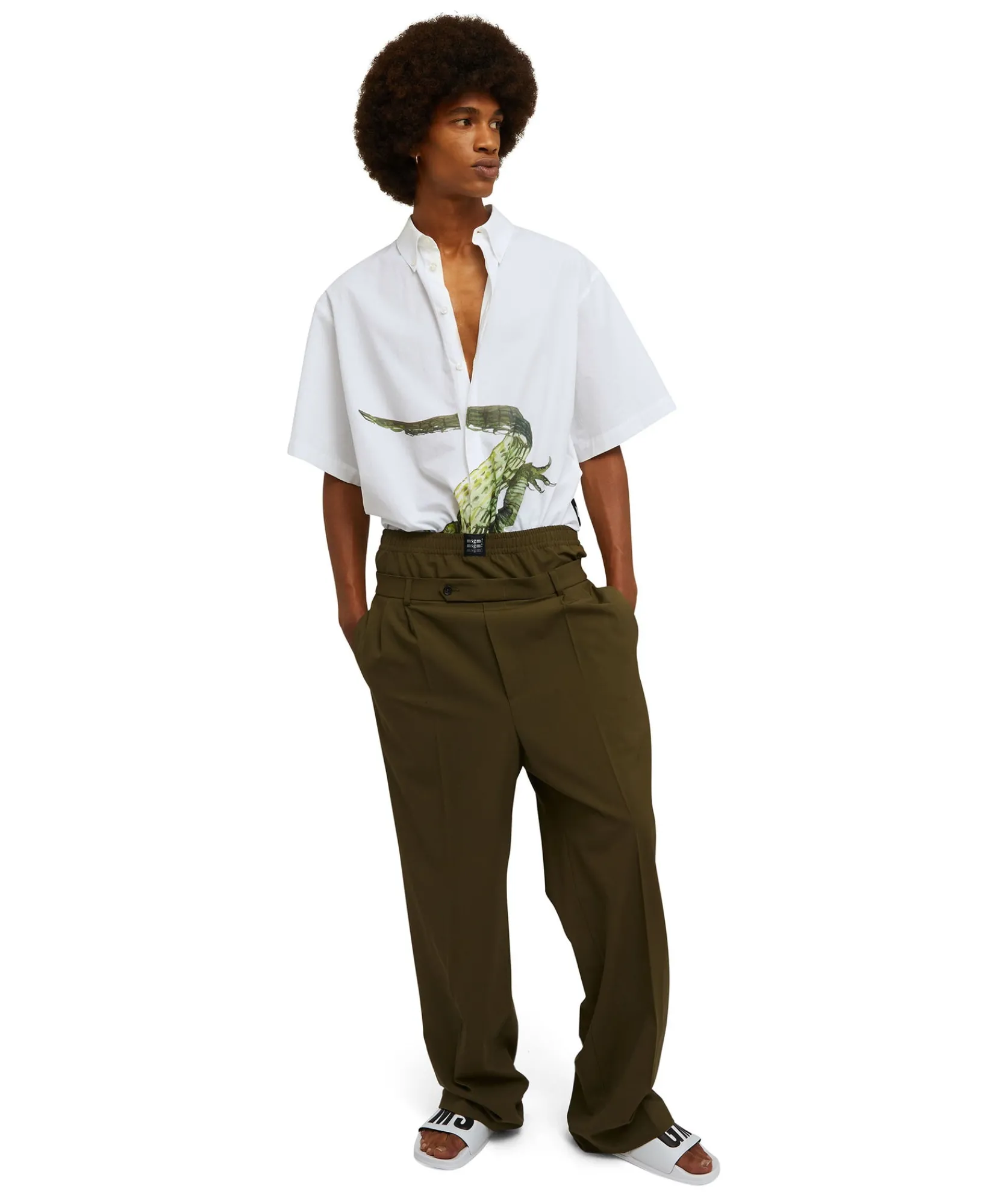 Camicia In Cotone Organico Popeline Con Stampa "Crocodile"^MSGM Shop