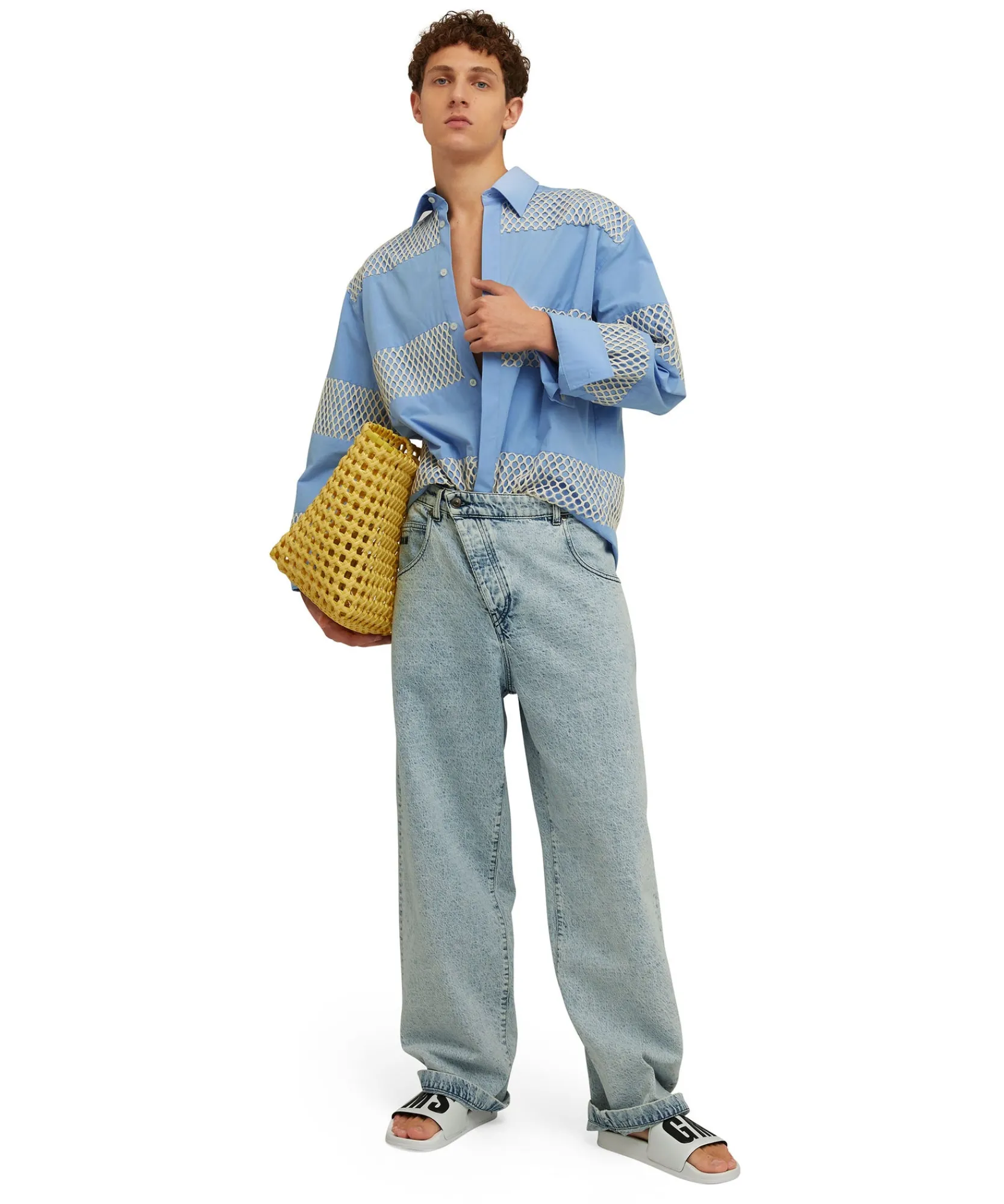 Camicia In Cotone Organico Popeline Con Dettagli In Rete^MSGM Hot