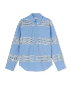 Camicia In Cotone Organico Popeline Con Dettagli In Rete^MSGM Hot