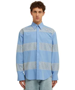 Camicia In Cotone Organico Popeline Con Dettagli In Rete^MSGM Hot