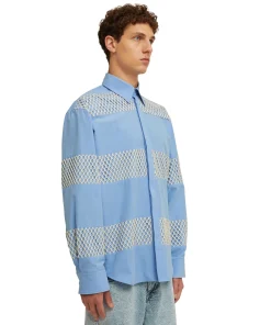 Camicia In Cotone Organico Popeline Con Dettagli In Rete^MSGM Hot