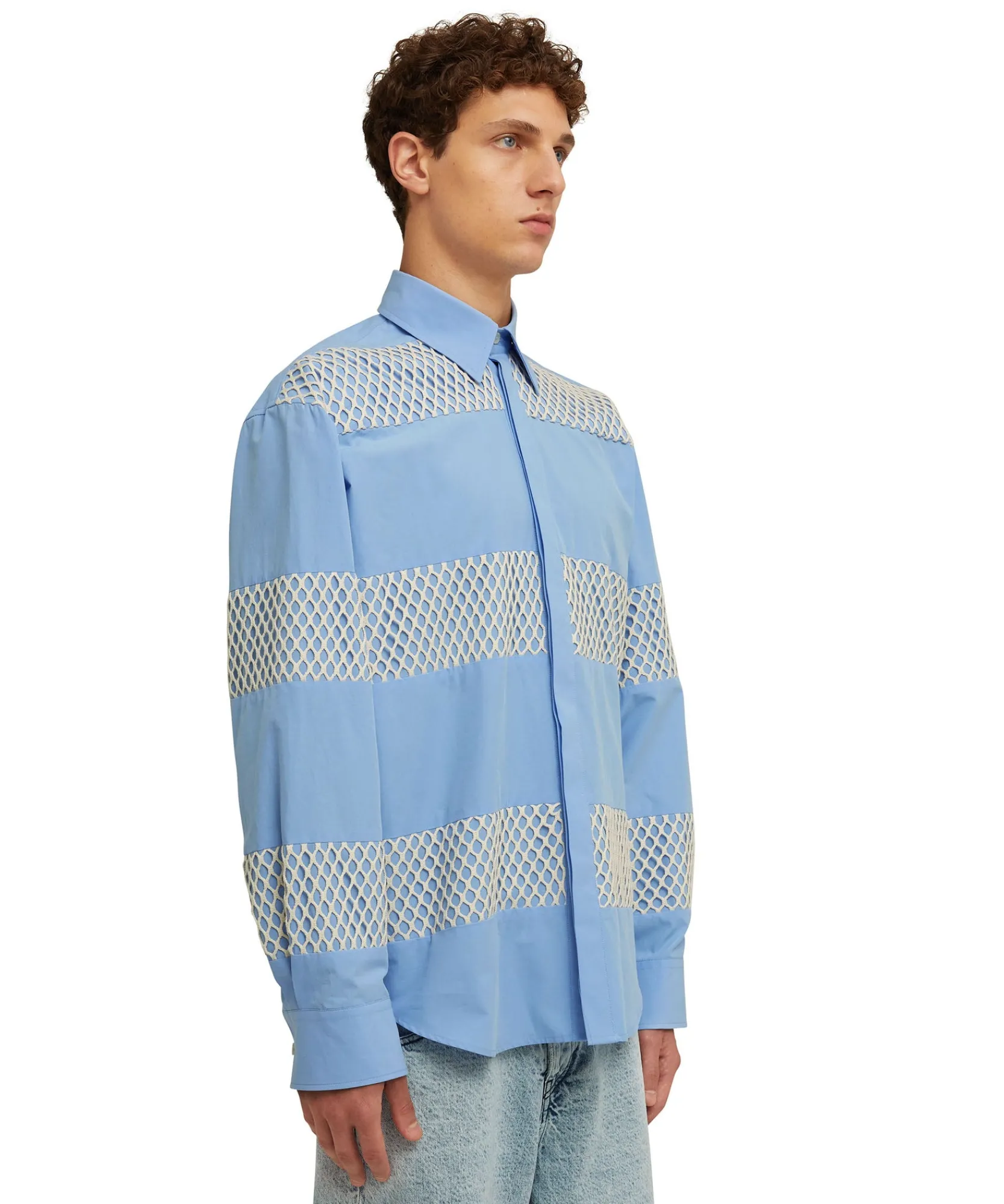 Camicia In Cotone Organico Popeline Con Dettagli In Rete^MSGM Hot
