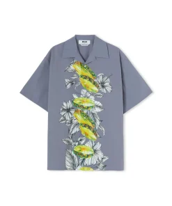 Camicia In Cotone Organico Popeline Con Stampa