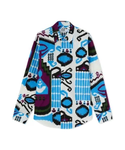 Camicia In Cotone Popeline Con Stampa "Macro Ikat"^MSGM Shop