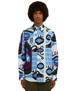 Camicia In Cotone Popeline Con Stampa "Macro Ikat"^MSGM Shop