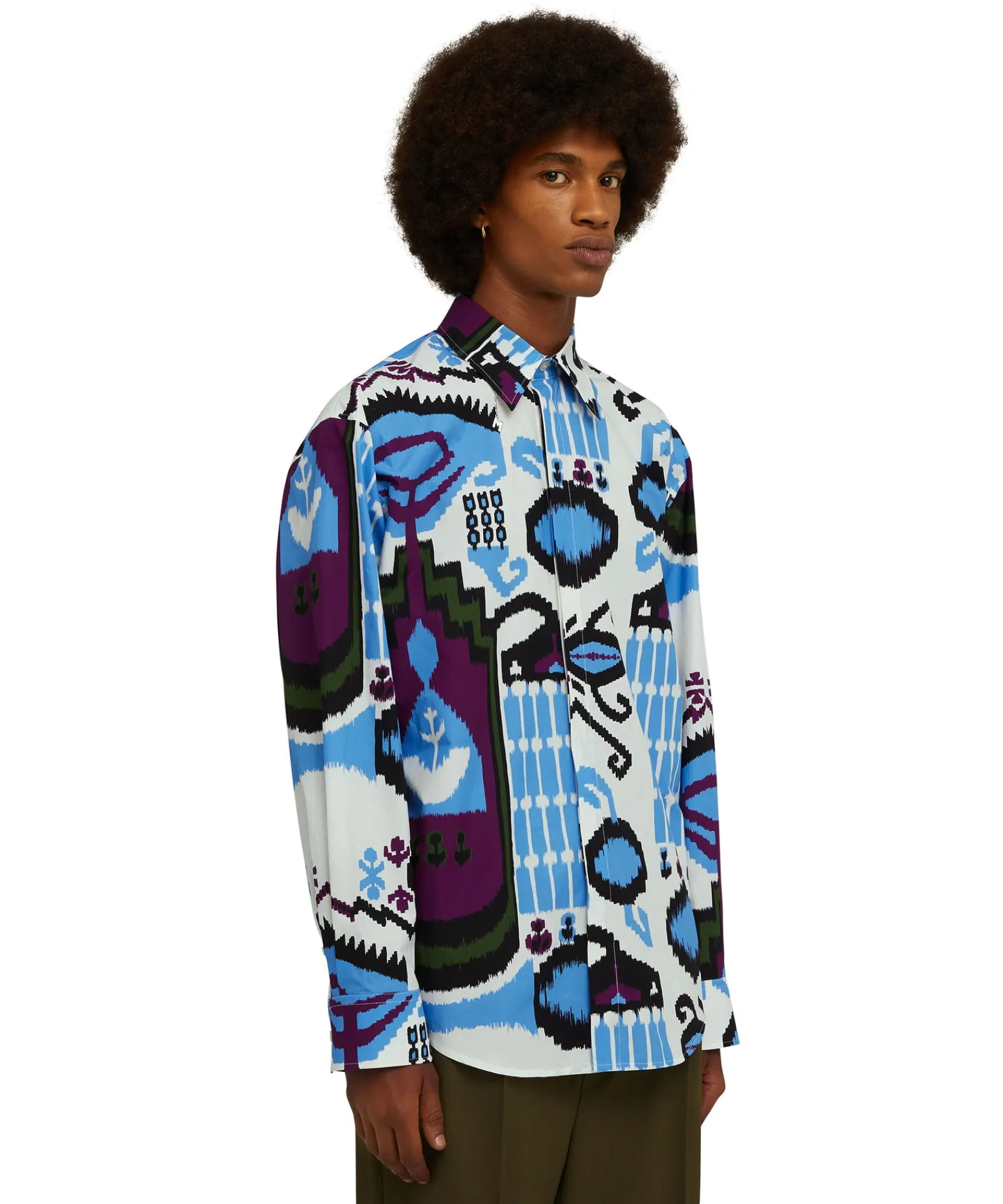 Camicia In Cotone Popeline Con Stampa "Macro Ikat"^MSGM Shop