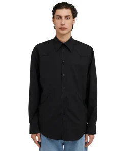 Camicia In Fresco Lana Tinta Unita Con Dettagli Western^MSGM Best