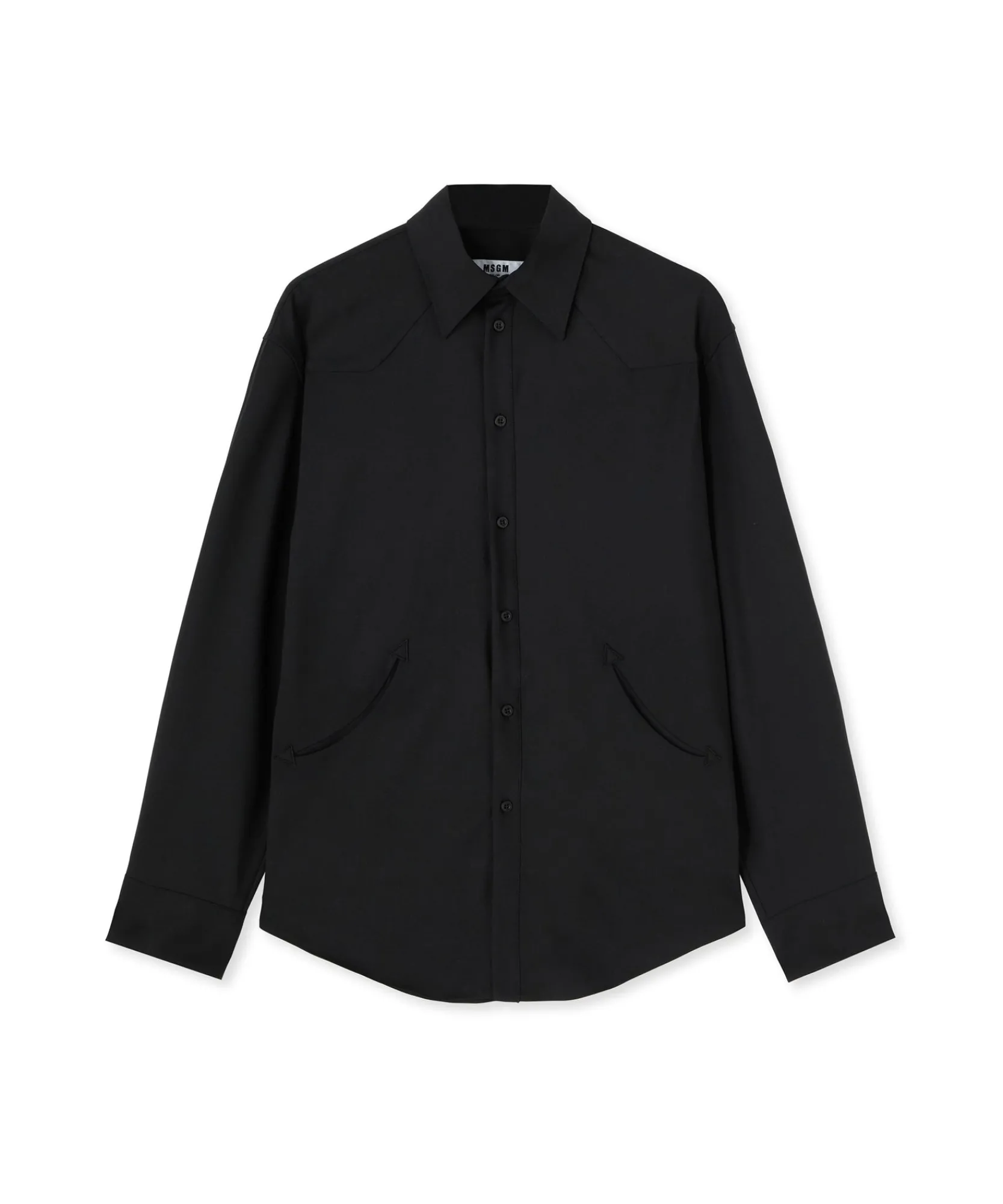 Camicia In Fresco Lana Tinta Unita Con Dettagli Western^MSGM Best