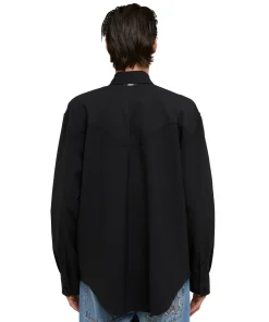 Camicia In Fresco Lana Tinta Unita Con Dettagli Western^MSGM Best