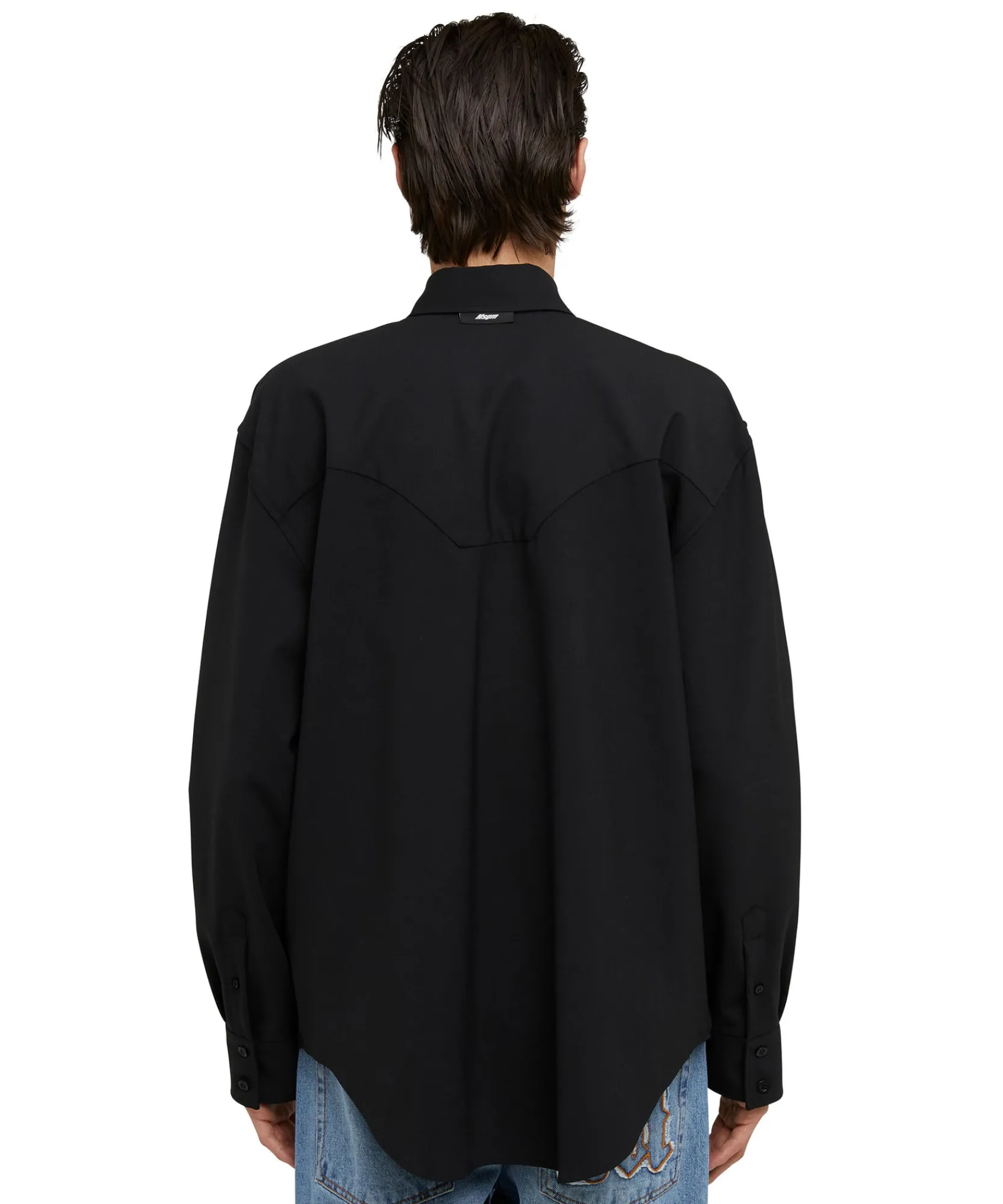 Camicia In Fresco Lana Tinta Unita Con Dettagli Western^MSGM Best
