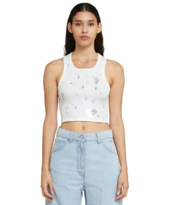 Canotta Crop In Cotone Con Dettagli Gioiello Applicati^MSGM Flash Sale