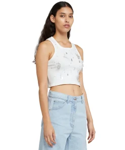 Canotta Crop In Cotone Con Dettagli Gioiello Applicati^MSGM Flash Sale