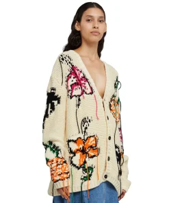 Cardigan In Cotone Con Motivo Ad Intarsio^MSGM Discount