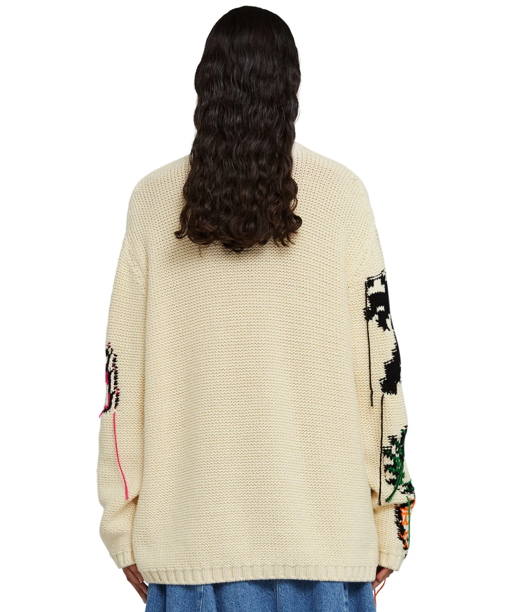 Cardigan In Cotone Con Motivo Ad Intarsio^MSGM Discount