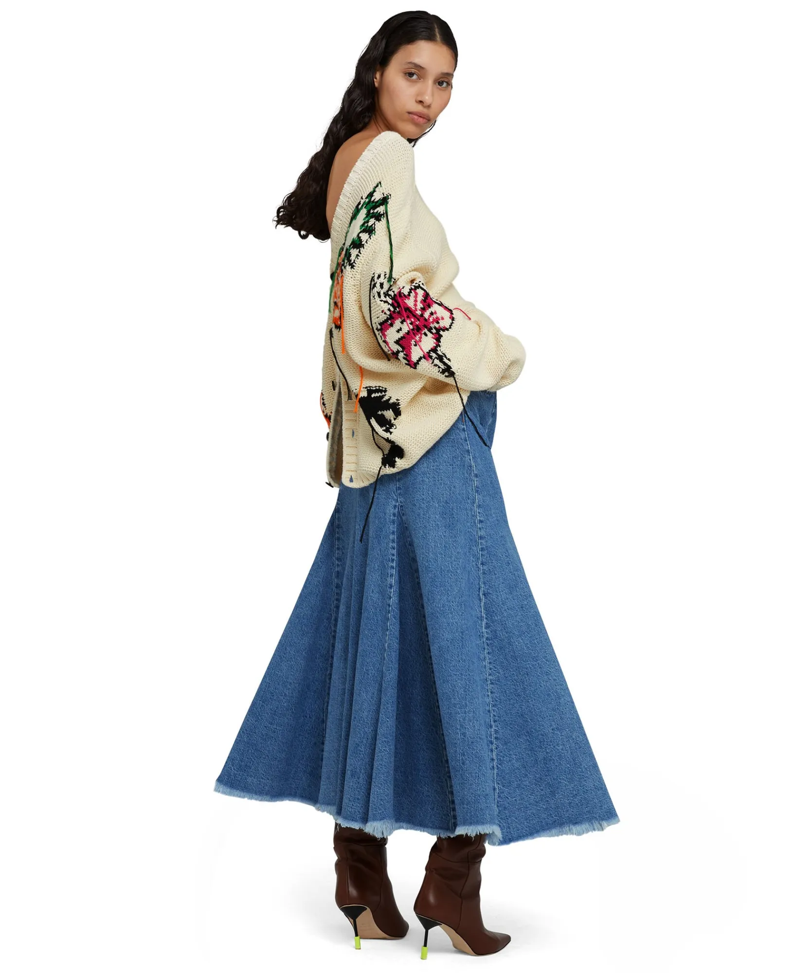 Cardigan In Cotone Con Motivo Ad Intarsio^MSGM Discount