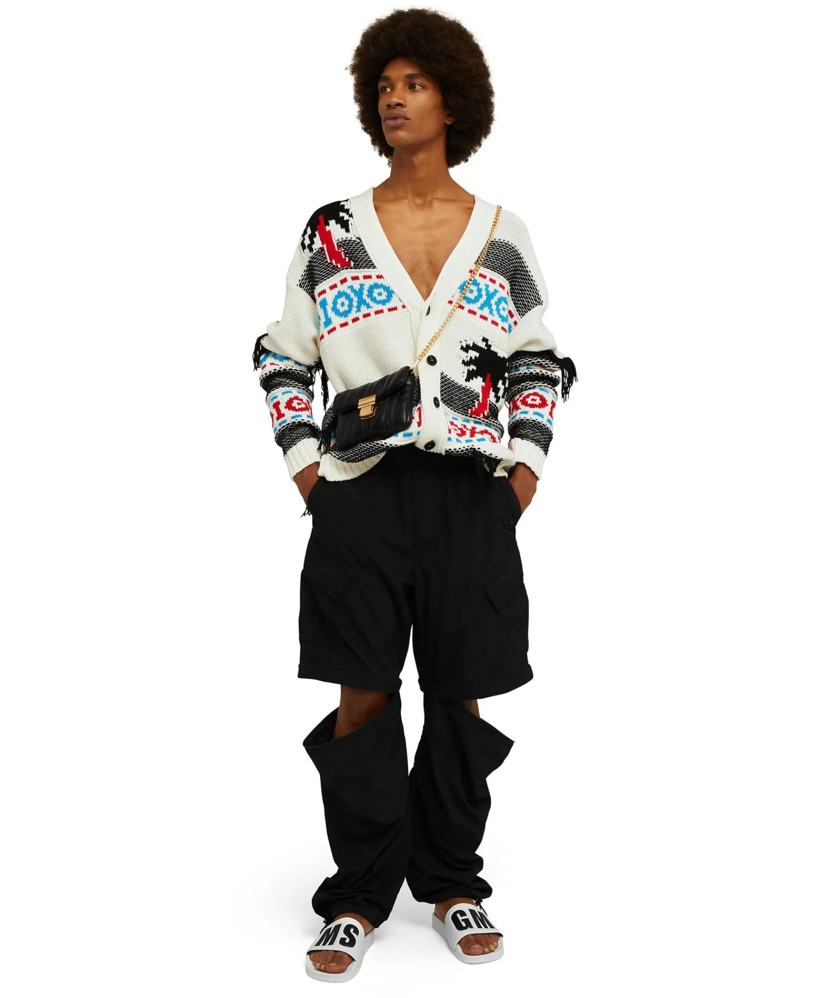 Cardigan In Cotone Jacquard Con Motivo Ad Intarsio "Palms Ikat"^MSGM Clearance