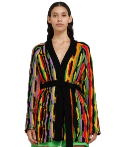 Cardigan In Maglia Di Cotone Con Rouches Multicolor^MSGM Flash Sale