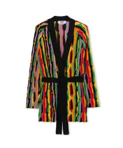Cardigan In Maglia Di Cotone Con Rouches Multicolor^MSGM Flash Sale