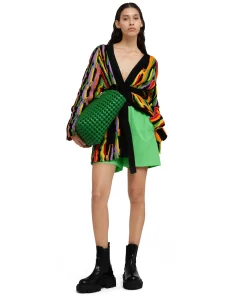 Cardigan In Maglia Di Cotone Con Rouches Multicolor^MSGM Flash Sale