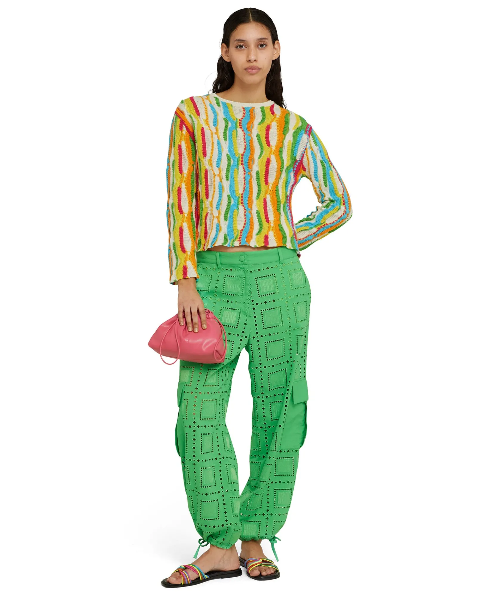 Ciabatta In Capretto Con Fascia Ad Intreccio Multicolor^MSGM Flash Sale