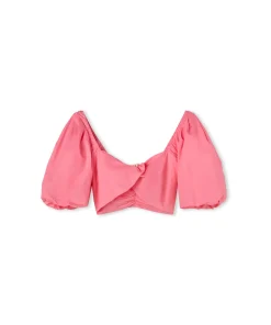 Crop Top In Cotone Con Maniche A Sbuffo^MSGM Store
