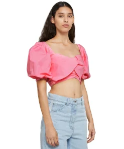 Crop Top In Cotone Con Maniche A Sbuffo^MSGM Store