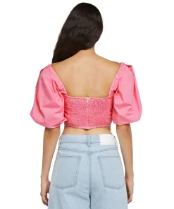 Crop Top In Cotone Con Maniche A Sbuffo^MSGM Store
