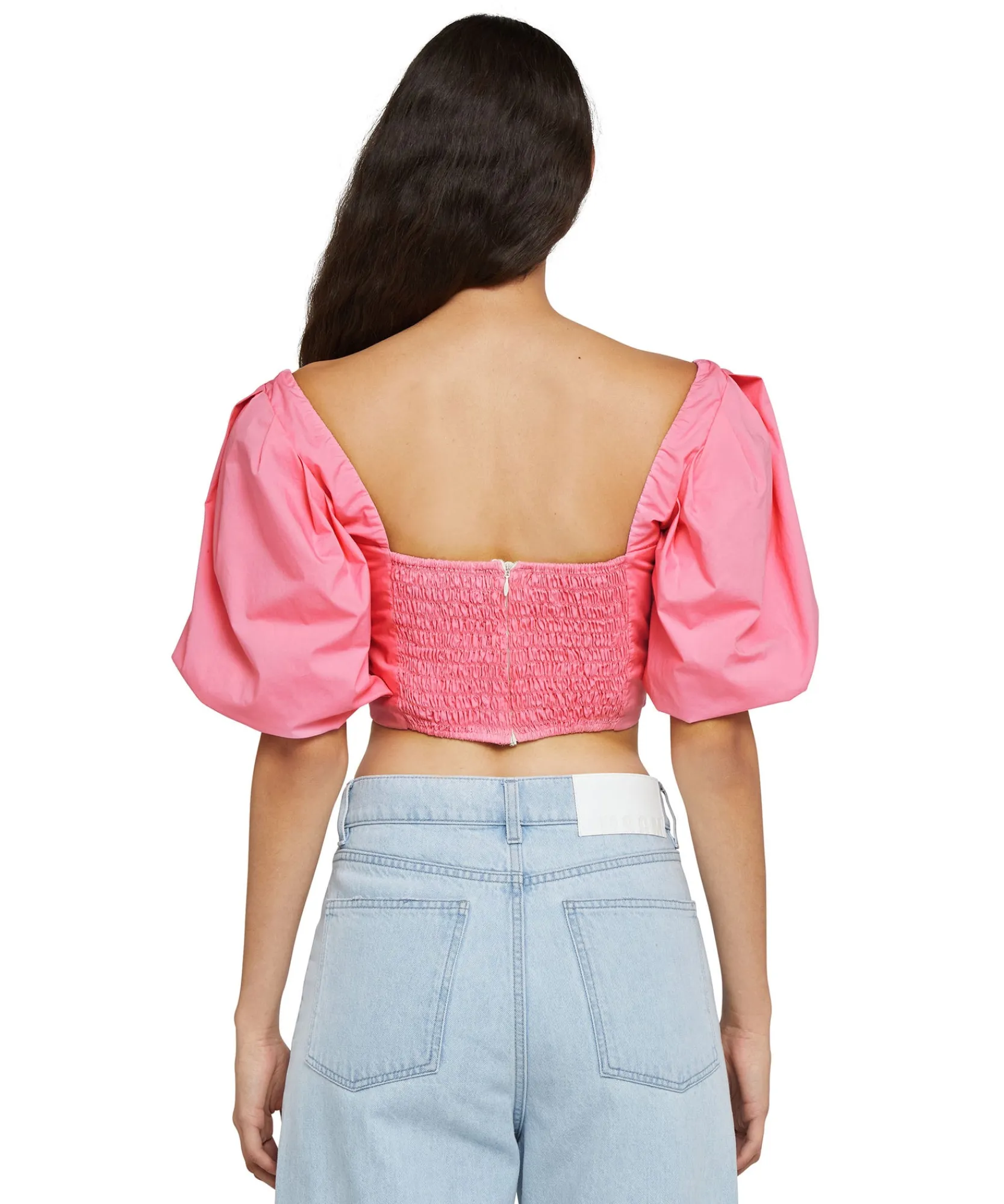 Crop Top In Cotone Con Maniche A Sbuffo^MSGM Store