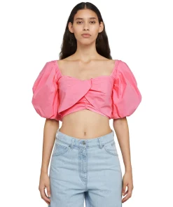 Crop Top In Cotone Con Maniche A Sbuffo^MSGM Store