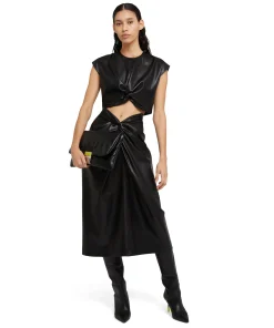 Crop Top In Eco-Pelle Con Dettaglio Incrocio^MSGM Shop