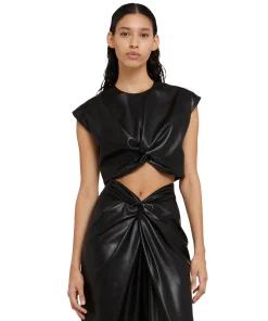 Crop Top In Eco-Pelle Con Dettaglio Incrocio^MSGM Shop