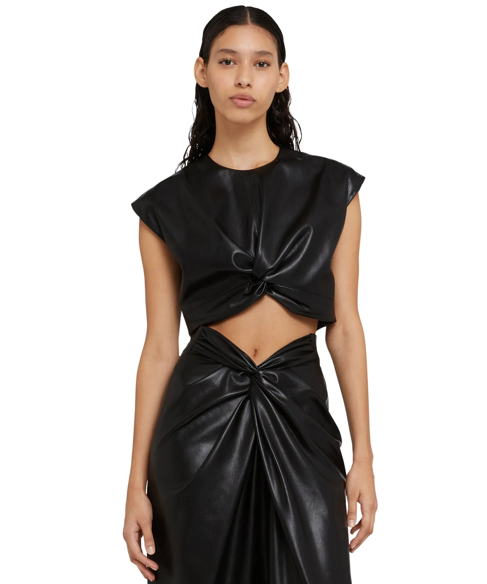 Crop Top In Eco-Pelle Con Dettaglio Incrocio^MSGM Shop
