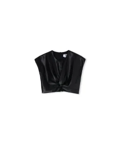 Crop Top In Eco-Pelle Con Dettaglio Incrocio^MSGM Shop