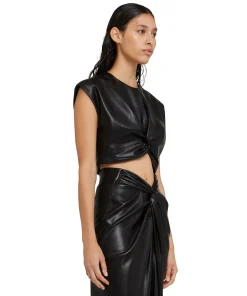 Crop Top In Eco-Pelle Con Dettaglio Incrocio^MSGM Shop