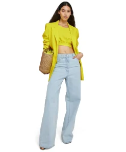 Crop Top In Viscosa Tinta Unita Con Fiocchi Laterali^MSGM Cheap