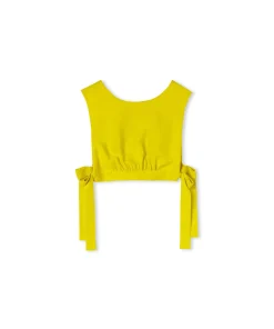 Crop Top In Viscosa Tinta Unita Con Fiocchi Laterali^MSGM Cheap