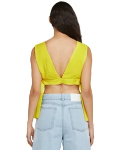 Crop Top In Viscosa Tinta Unita Con Fiocchi Laterali^MSGM Cheap