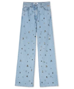 Denim Taglio Straight Con Dettagli Gioiello Applicati^MSGM Sale