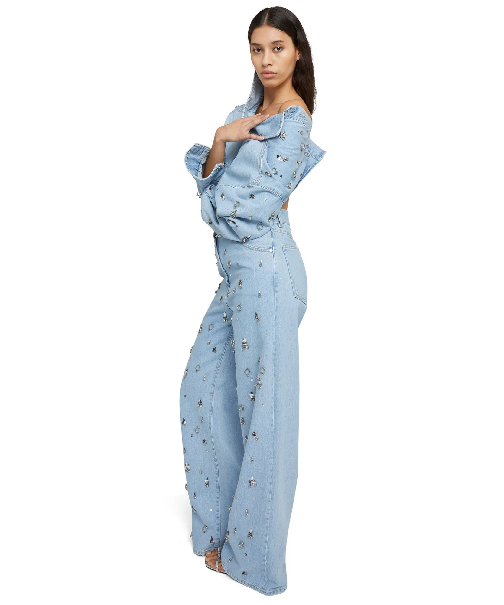 Denim Taglio Straight Con Dettagli Gioiello Applicati^MSGM Sale