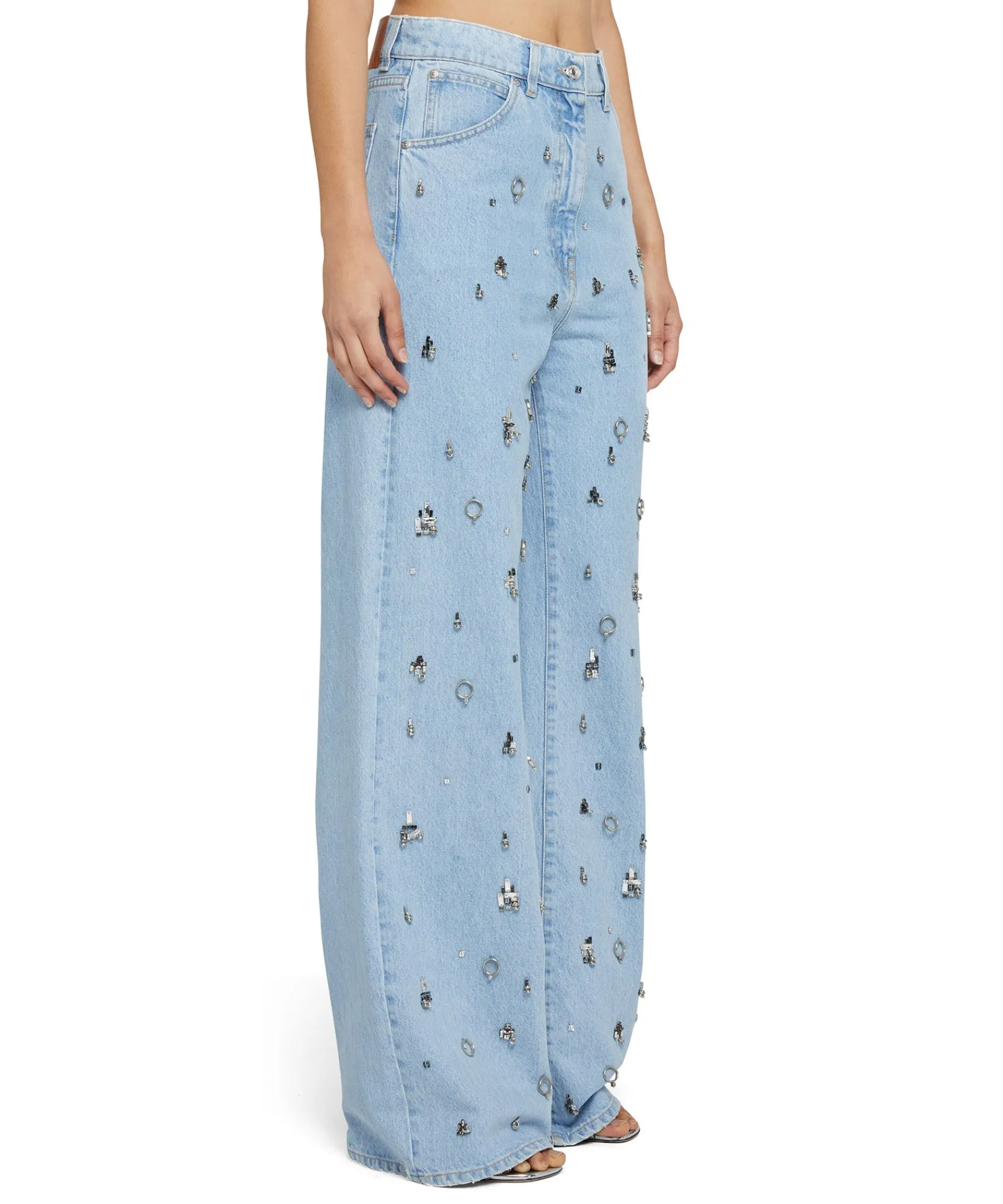 Denim Taglio Straight Con Dettagli Gioiello Applicati^MSGM Sale