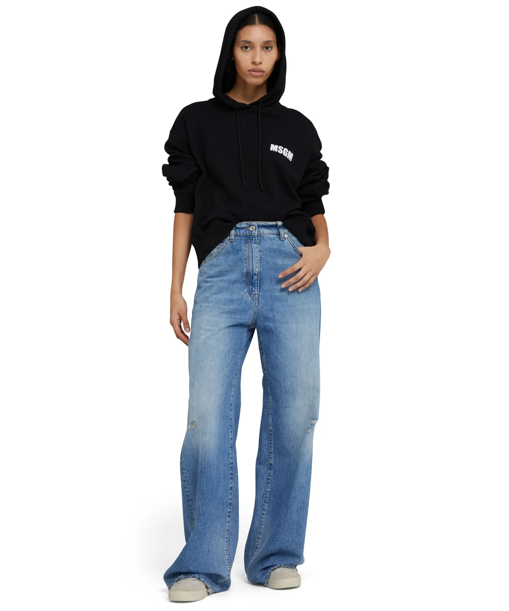 Felpa Con Cappuccio In Cotone Con Logo E Quote^MSGM Fashion
