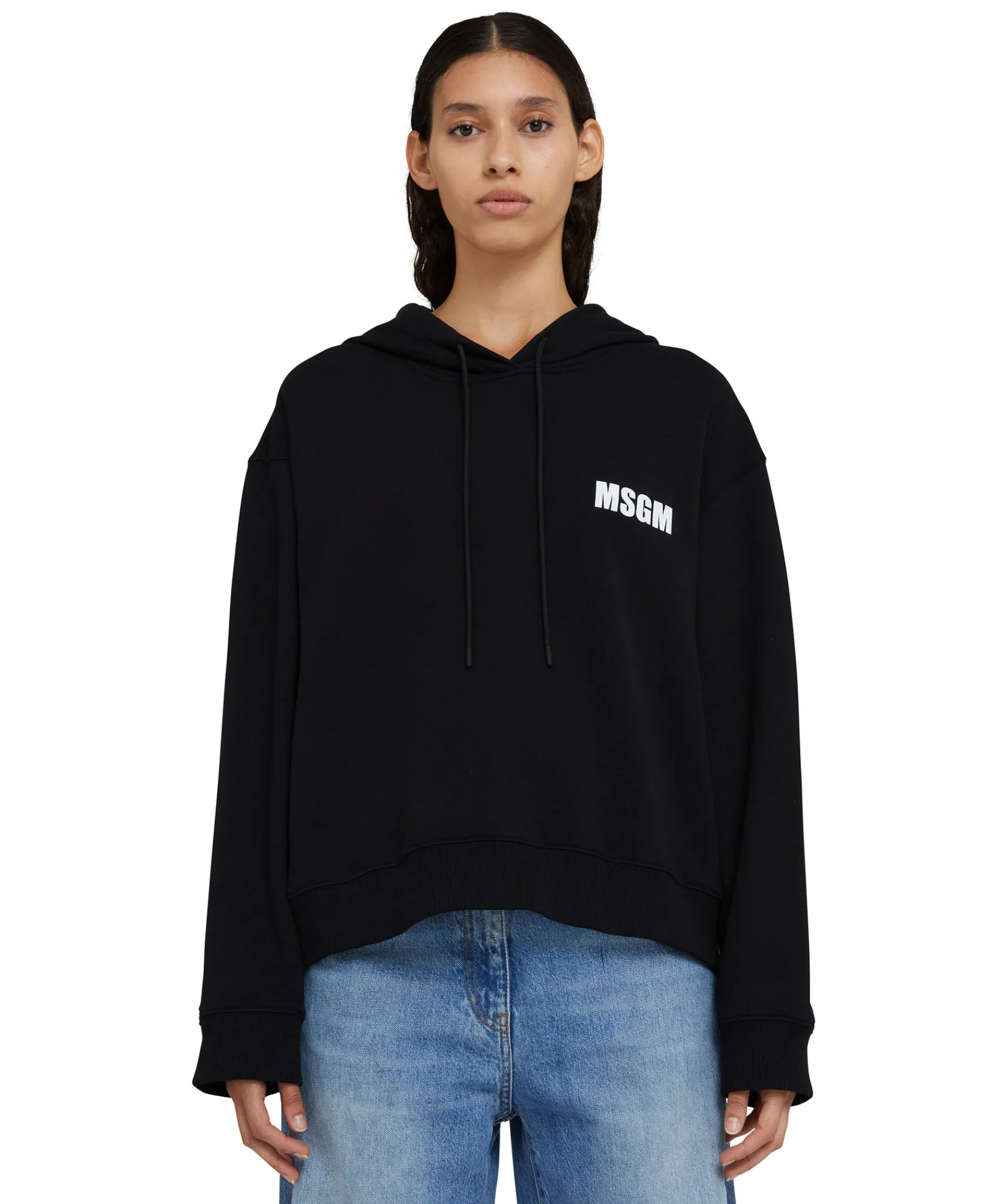 Felpa Con Cappuccio In Cotone Con Logo E Quote^MSGM Fashion