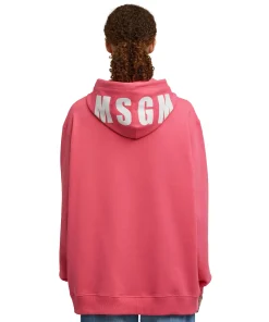 Felpa Con Cappuccio In Cotone Tinta Unita Con Logo ^MSGM Best
