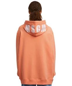 Felpa Con Cappuccio In Cotone Tinta Unita Con Logo ^MSGM Discount