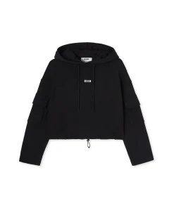 Felpa Con Cappuccio In Cotone E Fondo Con Elastico Regolabile^MSGM Outlet