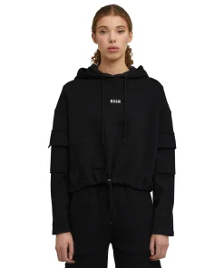 Felpa Con Cappuccio In Cotone E Fondo Con Elastico Regolabile^MSGM Outlet