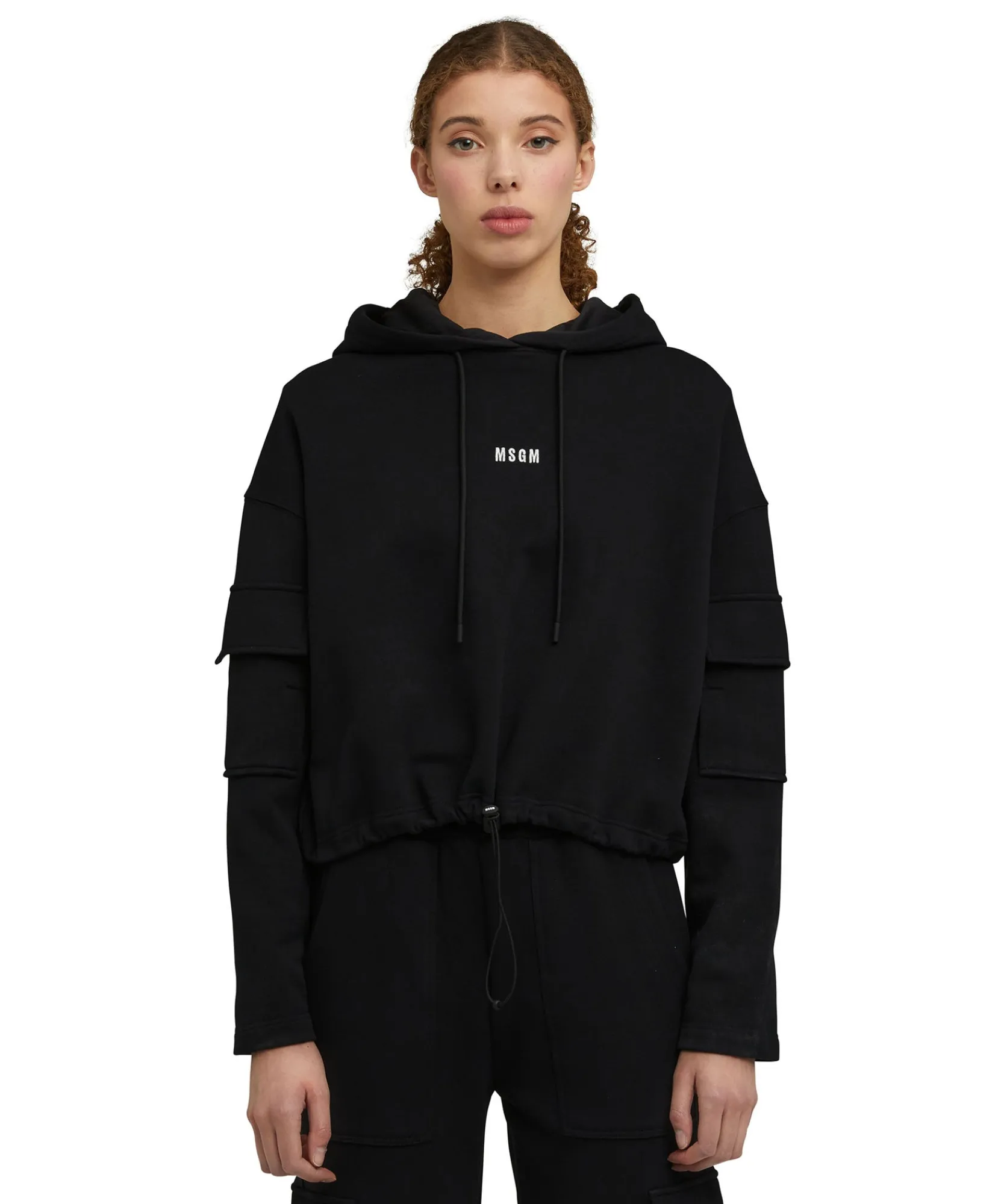 Felpa Con Cappuccio In Cotone E Fondo Con Elastico Regolabile^MSGM Outlet