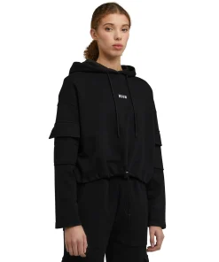 Felpa Con Cappuccio In Cotone E Fondo Con Elastico Regolabile^MSGM Outlet