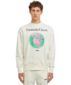 Felpa Girocollo In Cotone Organico Della Capsule Fantastic Green^MSGM Shop